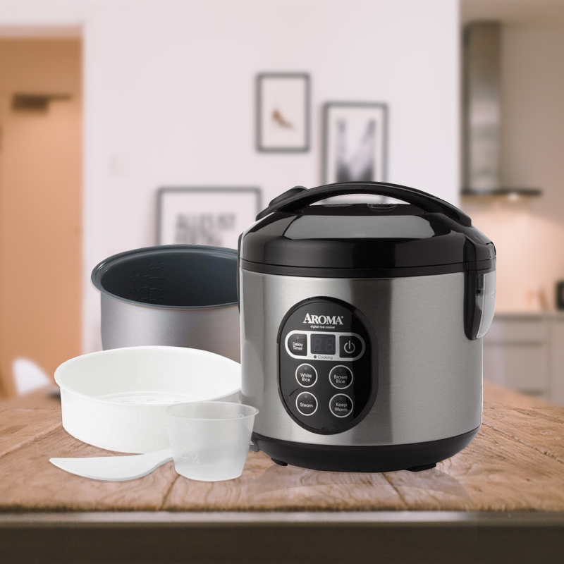 Best High-End Rice Cooker:Aroma Housewares 8-Cup Digital Cool-Touch Rice Cooker and Food Steamer
