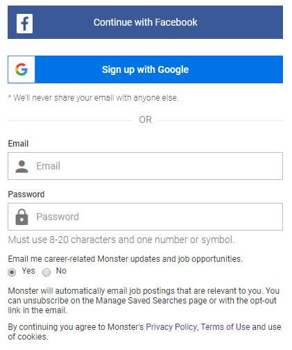Create a Monster Account